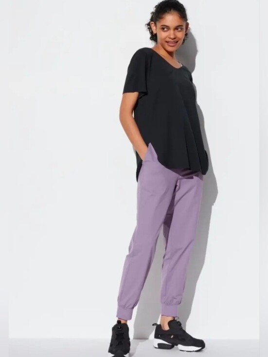 Uniqlo Pants - Uniqlo AIRism Lavender Joggers Women Size M Travel Lounge Athletic